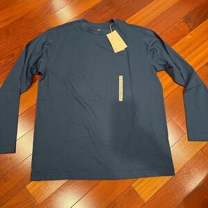 MUJI Men's Blue Striped T-Shirt long sleeve size M